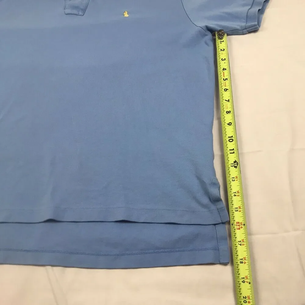Vintage RALPH LAUREN MENS POLO SHIRT‎ SIZE L LARGE Blue SHORT SLEEVE 100% COTTON
